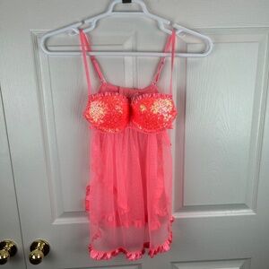 COPY - Victoria's Secret Lingerie Nightie Sequins Peach Orange Size 34B